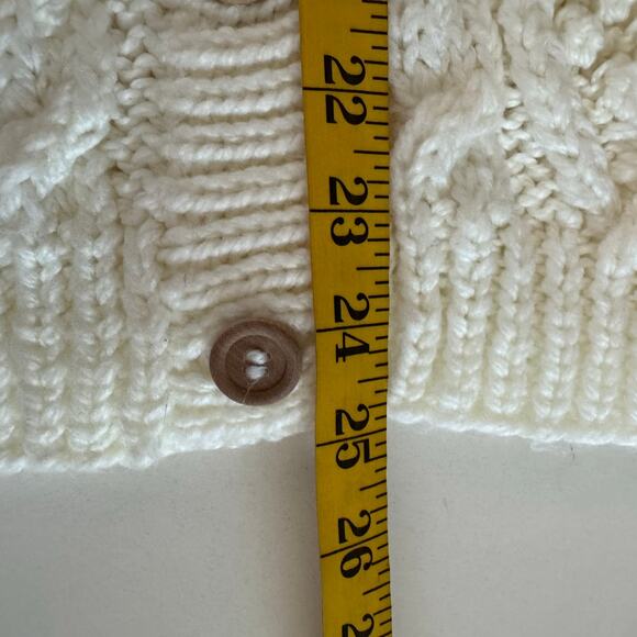 UNO & UNA Cardigan Medium Vintage Sweater Cable Knit Granny Irish Fisherman - Picture 12 of 12